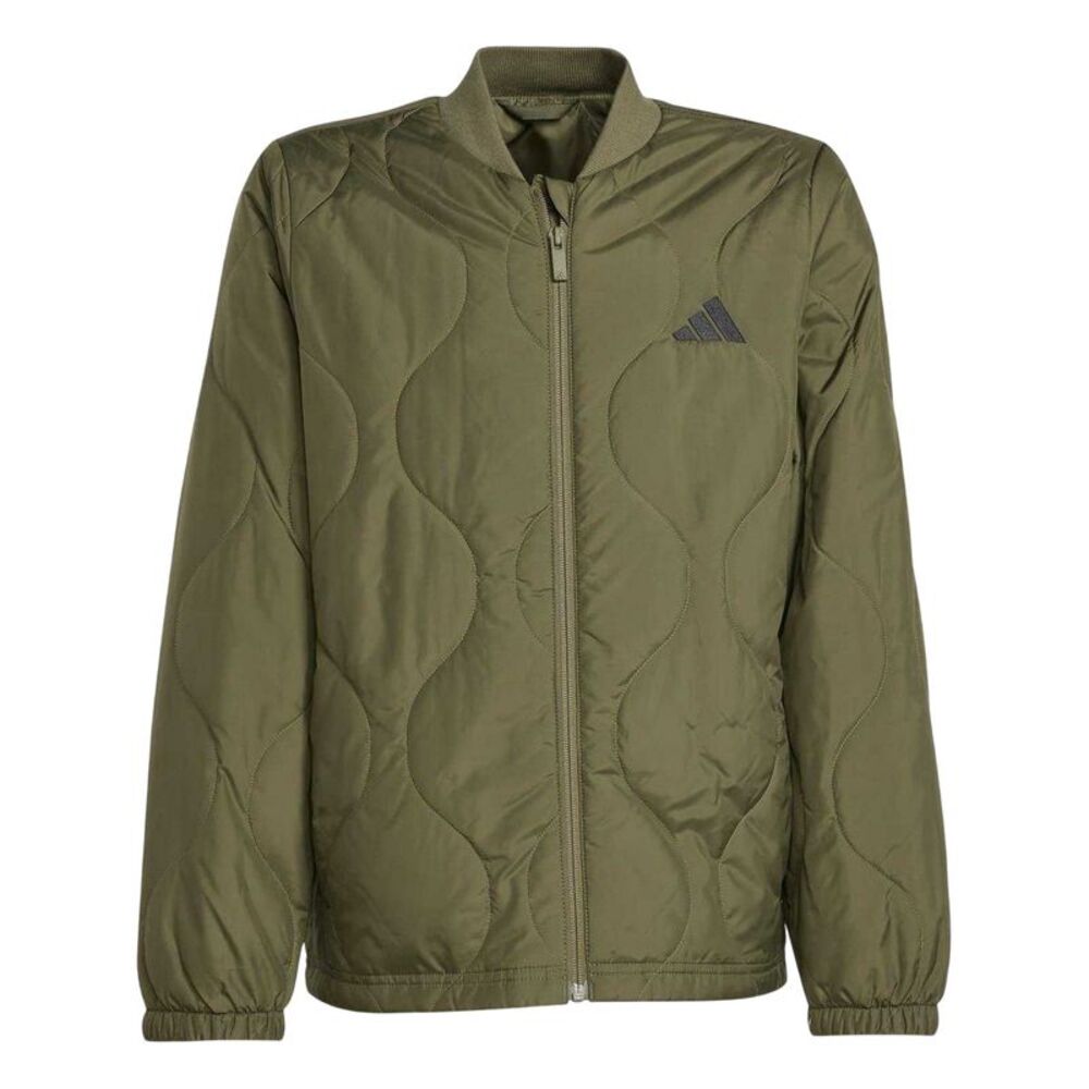 Adidas Childrens/Kids Textured Mock Neck Puffer Jacket / Olive/Black